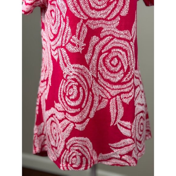 NEW LuLaRoe Womens Knit Tunic Top S Short Sleeve White Pink Floral Scoop Neck - Picture 2 of 7